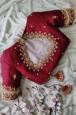 Premium,Hand,Embroidered,Designer,Blouses,For,Women,On,Saree
