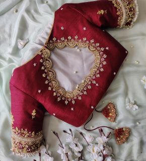 Premium,Hand,Embroidered,Designer,Blouses,For,Women,On,Saree